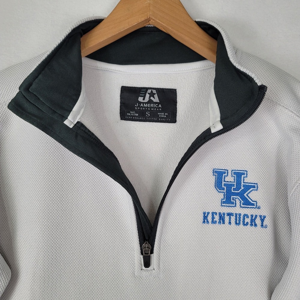 KENTUCKY WILDCATS MENS PULLOVER LONG SLEEVE  SWEATER JACKET SMALL HALF ZIP WHITE - Picture 10 of 16
